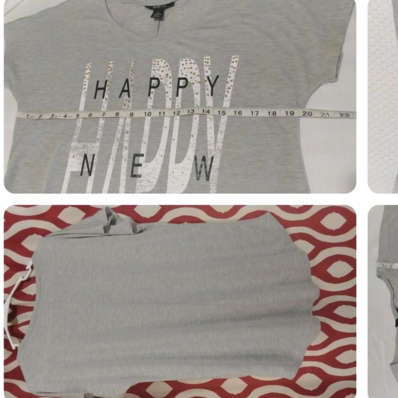 Style & co Tshirt for Women Size Medium Color Gray " Happy New Year" Logo - Picture 3 of 6